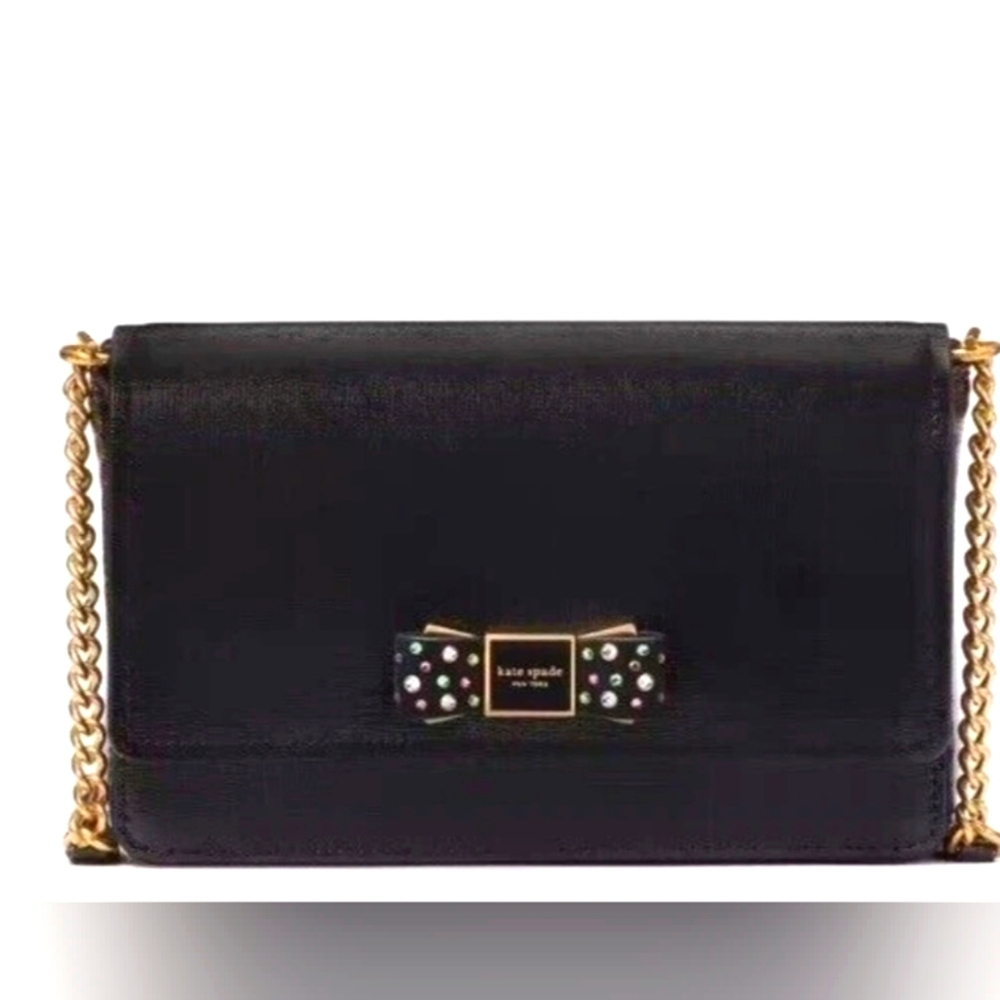Kate Spade Morgan Embellished Bow Crossbody In Saffiano Leather